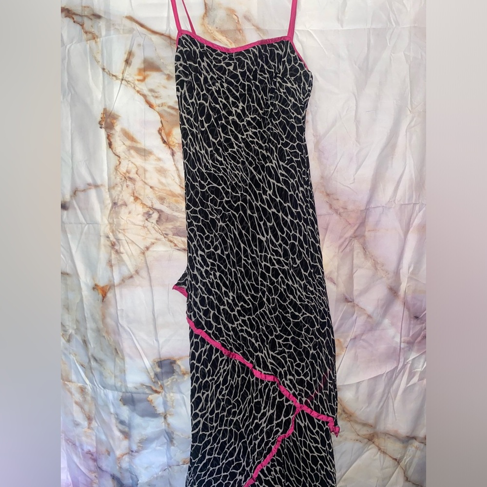 Vintage animal print long silky dress